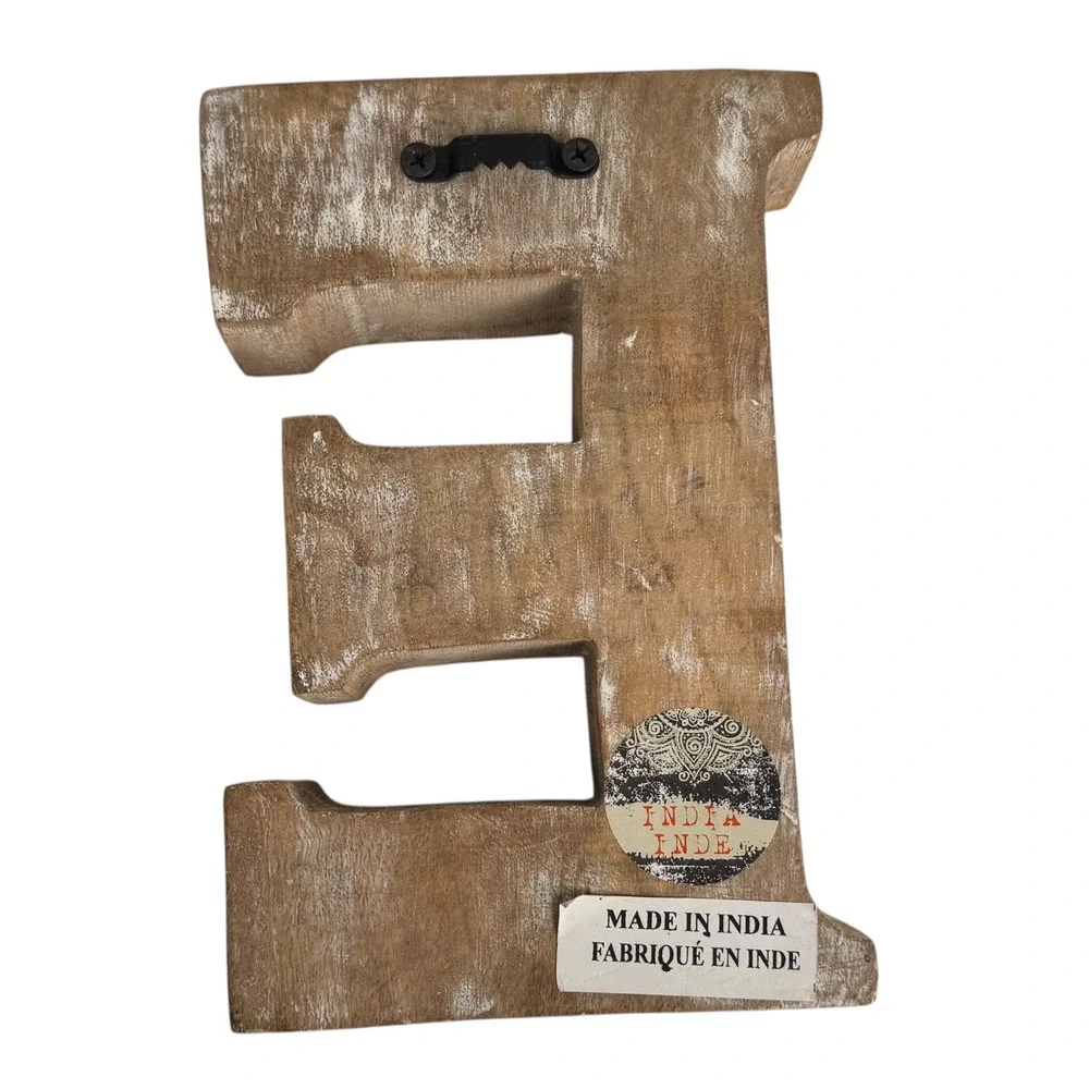 Hand Carved Wood Letter E Wall Decor with Mirrors‎ Bohemian Home AccentE72Q